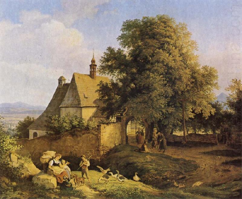 Adrian Ludwig Richter Church at Graupen in Bohemia china oil painting image